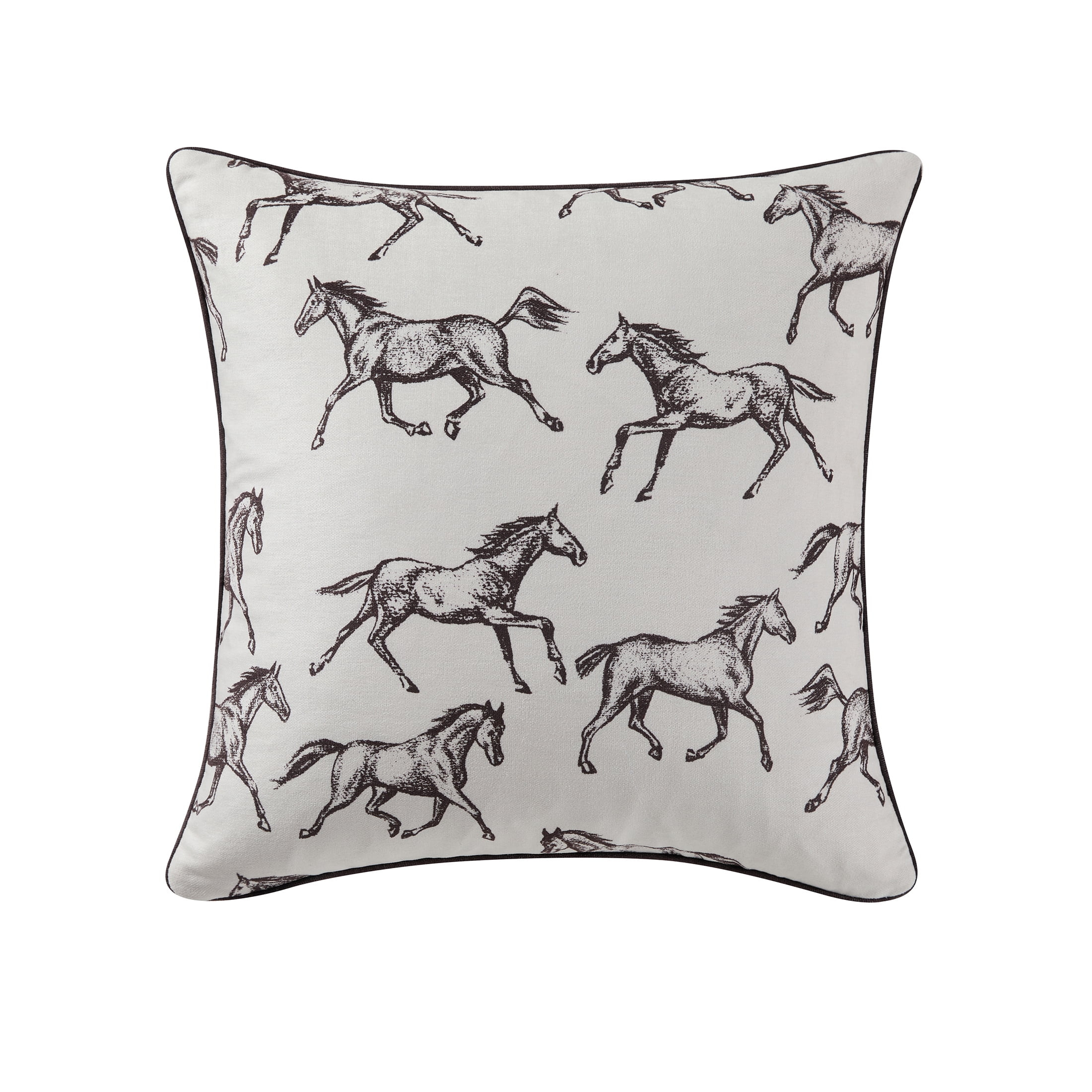 My Texas House 18" x 18" Ivory Running Horses Decorative Pillow Cover | Walmart (US)