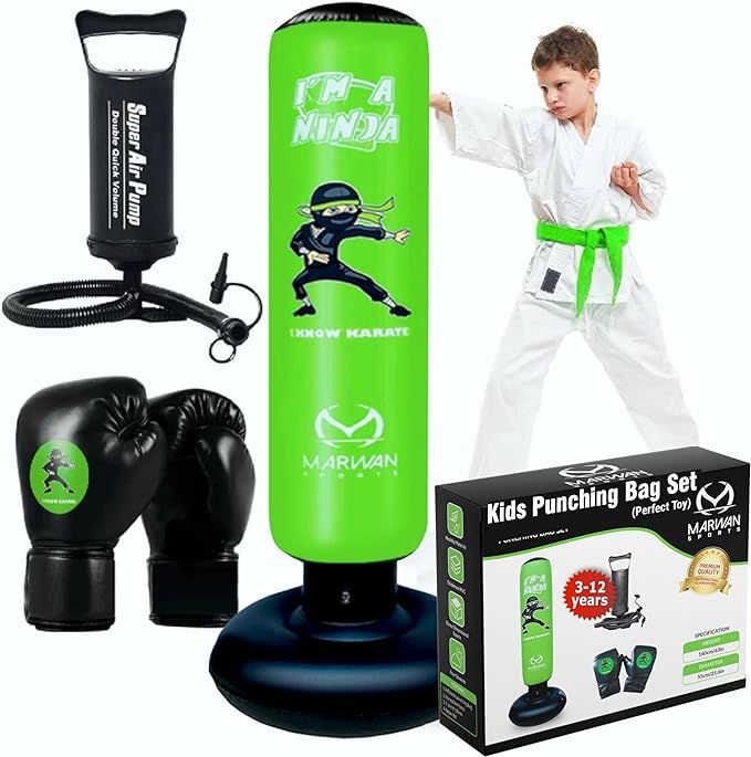 Marwan Sports Kids Punching Bag Toy Set, Inflatable Boxing Bag Toy for Boys Age 3-12, Ninja Toys ... | Amazon (US)