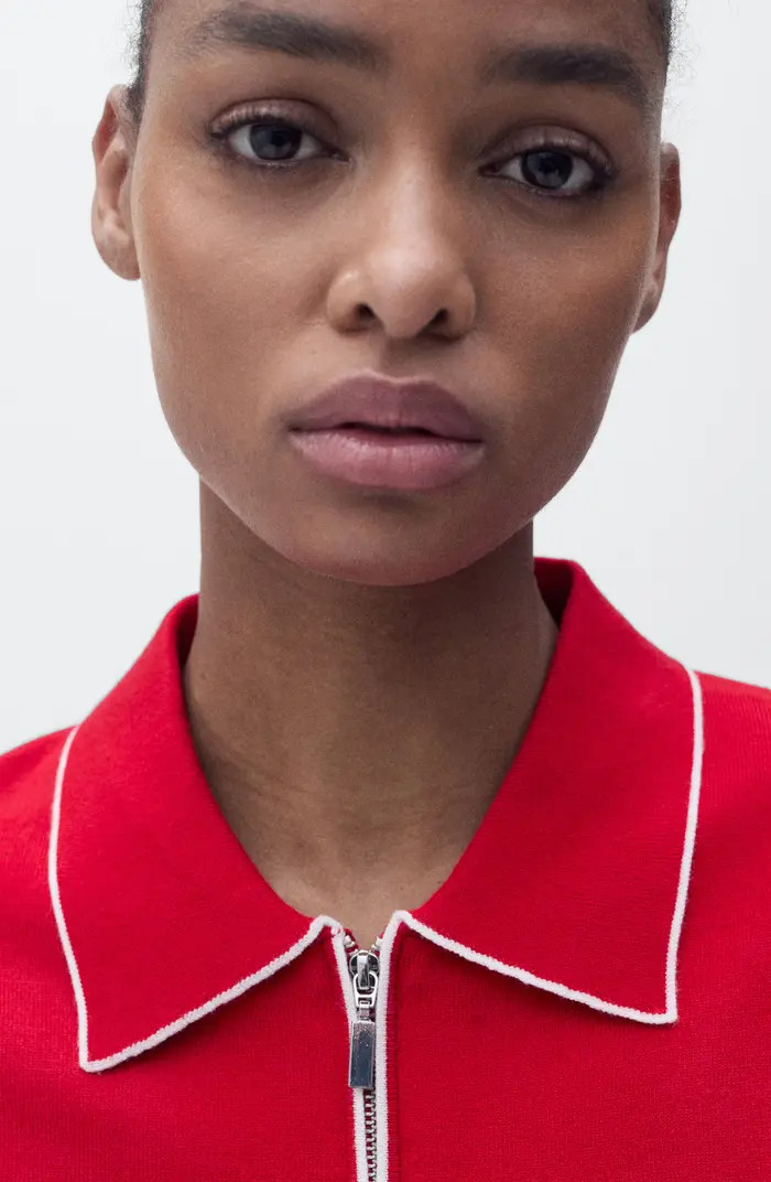 MANGO Tipped Short Sleeve Polo Sweater | Nordstrom | Nordstrom