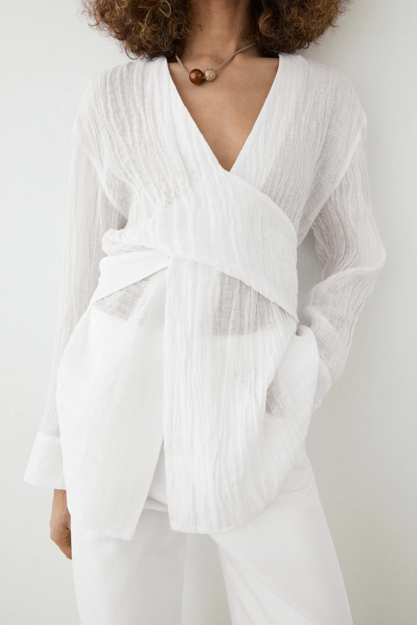 Linen blend blouse | Massimo Dutti UK