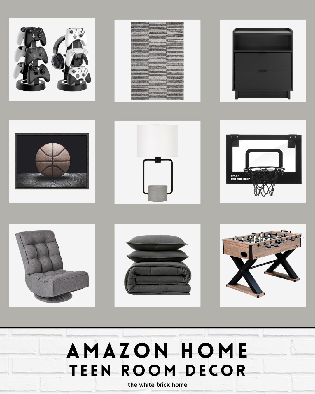 Affordable finds for a moody teen bedroom or hang out space! 

Boys room, boys bedroom, boys bedroom decor boys room nightstand, boys room table lamp, boys room lighting, boys room bedding, boys room gamer chair, boys room wall art, boys room rug, bedroom rug, boys room basketball, basketball wall hoop, basketball themed bedroom, foosball tables, bedroom ideas, home decor, teen room, teen bedroom, teen gift ideas, teen boy, teen boy bedroom, teen boy gift ideas, teen bedroom, basement, basement room, Amazon, amazon bedroom, Amazon kids room, Amazon teen bedroom, Amazon teen gift ideas 

#LTKKids #LTKFamily #LTKHome