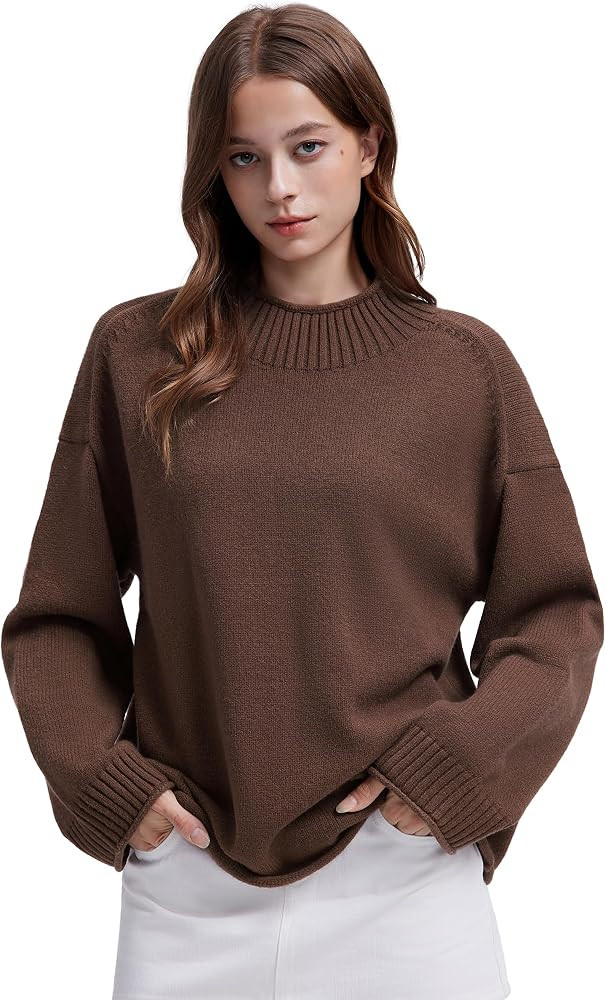 SUUKSESS Women Cashmere Blend Oversized Mock Neck Pullover Sweaters | Amazon (US)