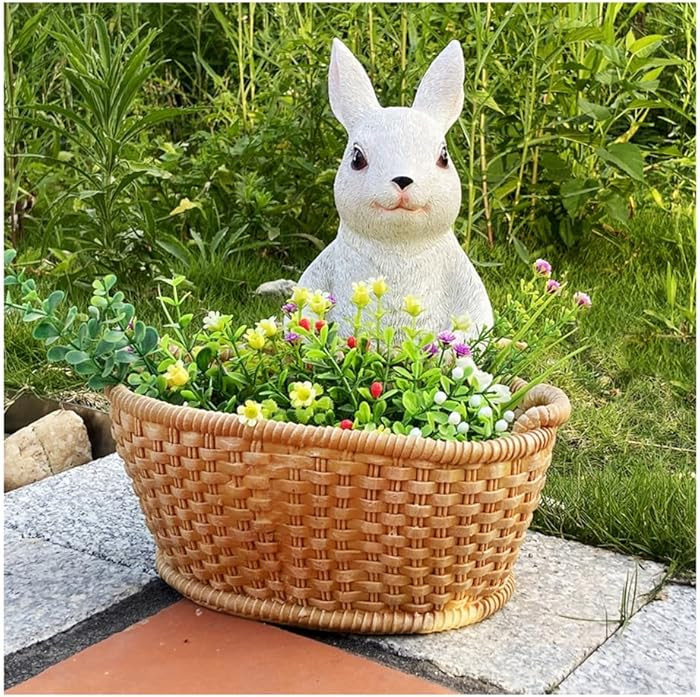 Garden Decoration Flower Pot Rabbit Succulent Flower Pot Resin Animal Garden Statues for Home Bal... | Amazon (US)