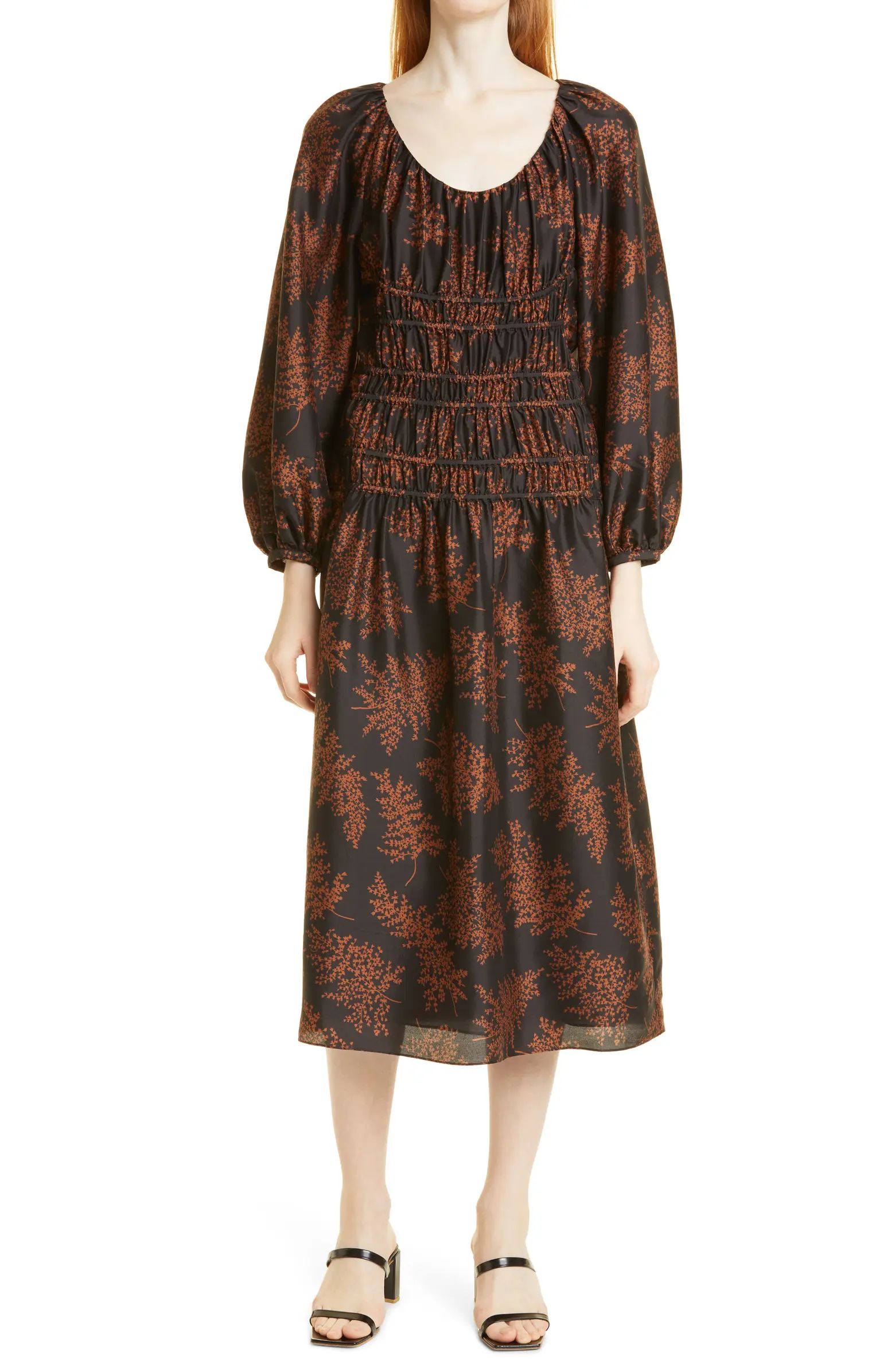 Arden Fern Silk Long Sleeve Dress | Nordstrom