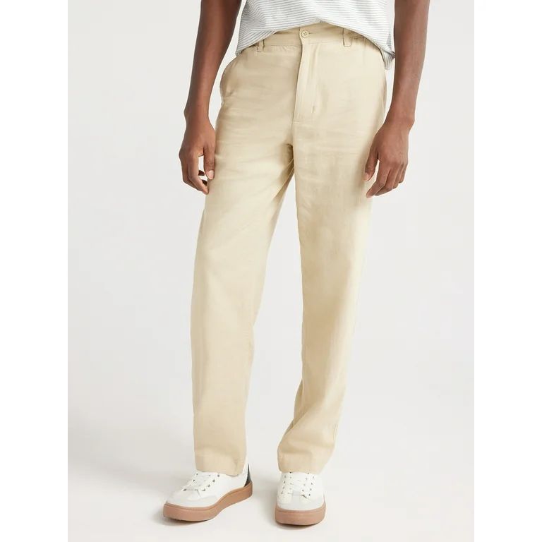 Free Assembly Men's Linen Blend Pants with Drawstring Tie, 31" Inseam, Sizes S-XXXL | Walmart (US)