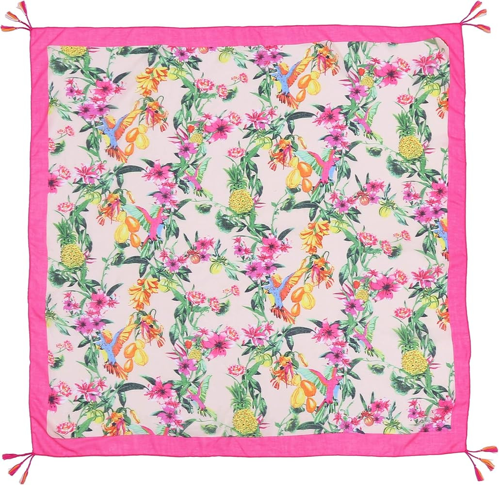 Lina & Lily Multi-Patterns Floral Geometric Paisley Print Square Tassel Scarf | Amazon (US)