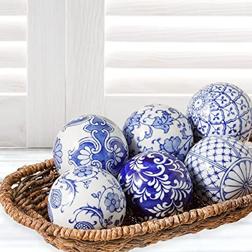 Ka Home Blue Porcelain Orbs Decorative Balls-Small Ceramic Spheres for Centerpiece or Individual ... | Amazon (US)