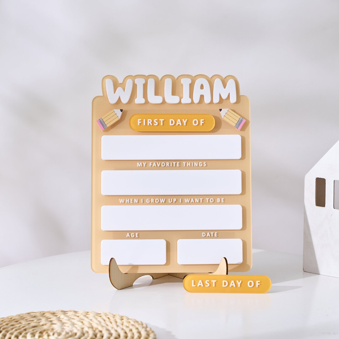 Personalized First Day School Sign, Acrylic Back to School Sign, Kindergarten First Day of School... | Etsy (US)