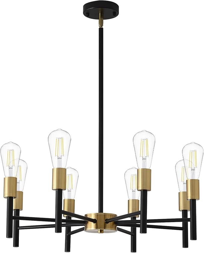 JTYP Black Gold Sputnik Chandelier 8-Light Modern Ceiling Flush Mount Light Fixtures Adjustable H... | Amazon (US)