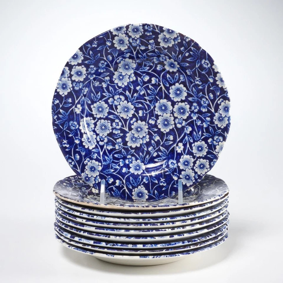 Staffordshire Crownford Burleigh Calico Blue Chintz Bread Plates 10pc Lot 6"dia  | eBay | eBay US