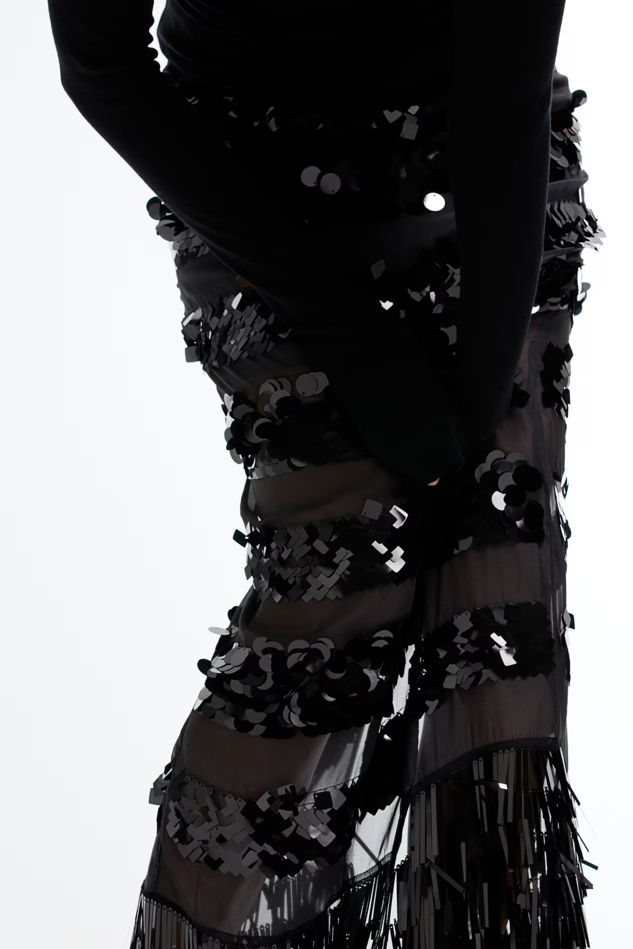 Long Sequined Skirt - Black - Ladies | H&M US | H&M (US + CA)