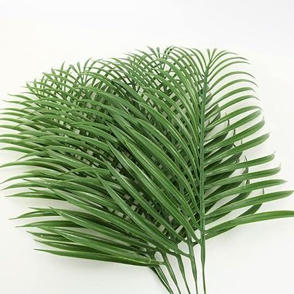 HHZQYYDS 12 Pcs Artificial Palm Leaves Tropical Plants Palm Fronds Faux Palm Leaves with Stem Fak... | Amazon (US)
