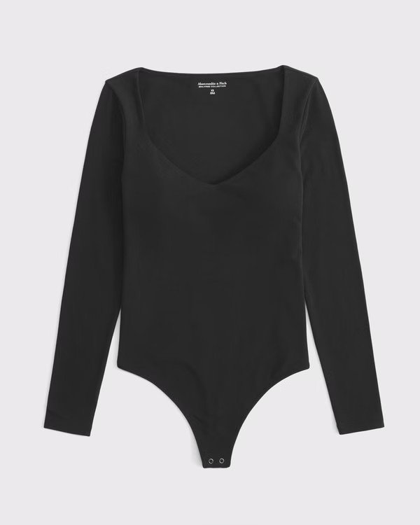 Bra-Free Cotton-Blend Seamless Fabric Deep-V Bodysuit | Abercrombie &amp; Fitch (US)