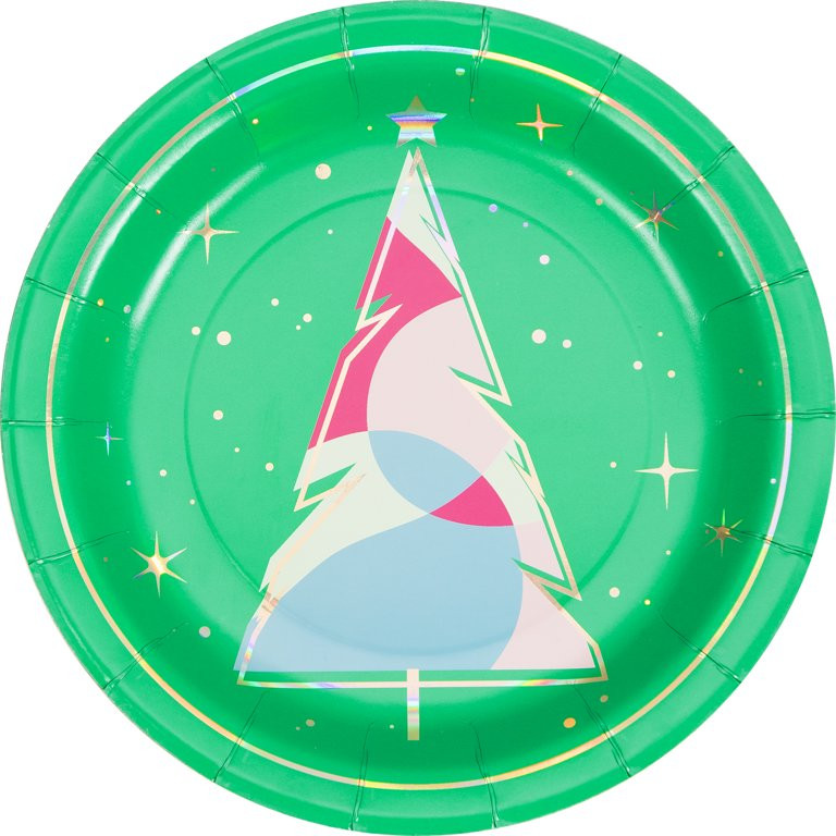 Green Joy to The World Round Disposable Paper Plates, 9 in, 8 Count, by Holiday Time - Walmart.co... | Walmart (US)