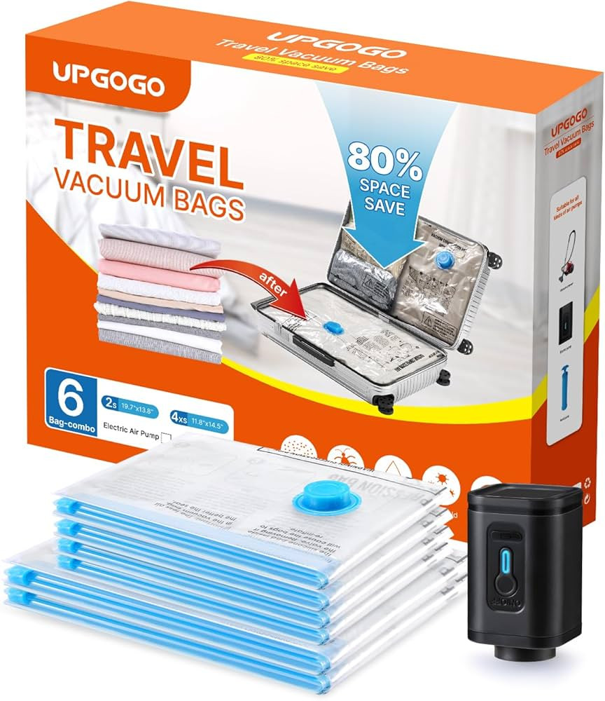 Travel Vacuum Bags with Prtable Electric Pump (Combo 6 Pack),Vacuum Seal Bags for Clothing,Space ... | Amazon (US)