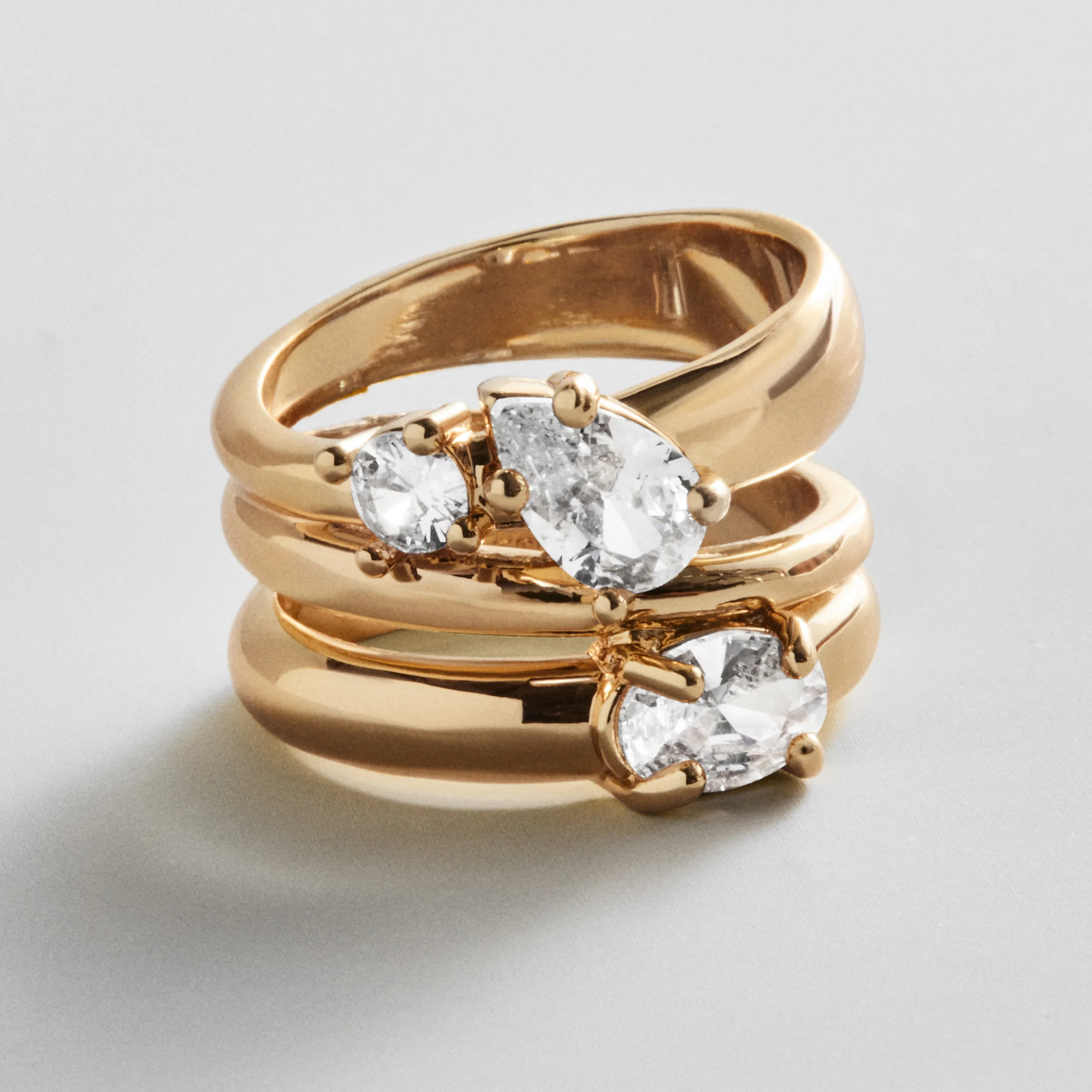 Angela Gold Ring Set - Gold/Pav\u00e9 | BaubleBar