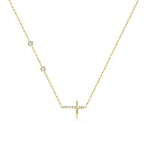 Dainty Cross Necklace for Women – 925 Sterling Silver or Gold Plated Crucifix Pendant, Small Mi... | Amazon (US)