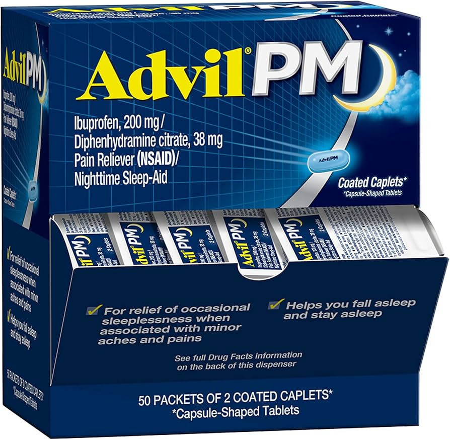 Advil PM Pain Reliever and Nighttime Sleep Aid, Pain Medicine with Ibuprofen for Pain Relief and ... | Amazon (US)