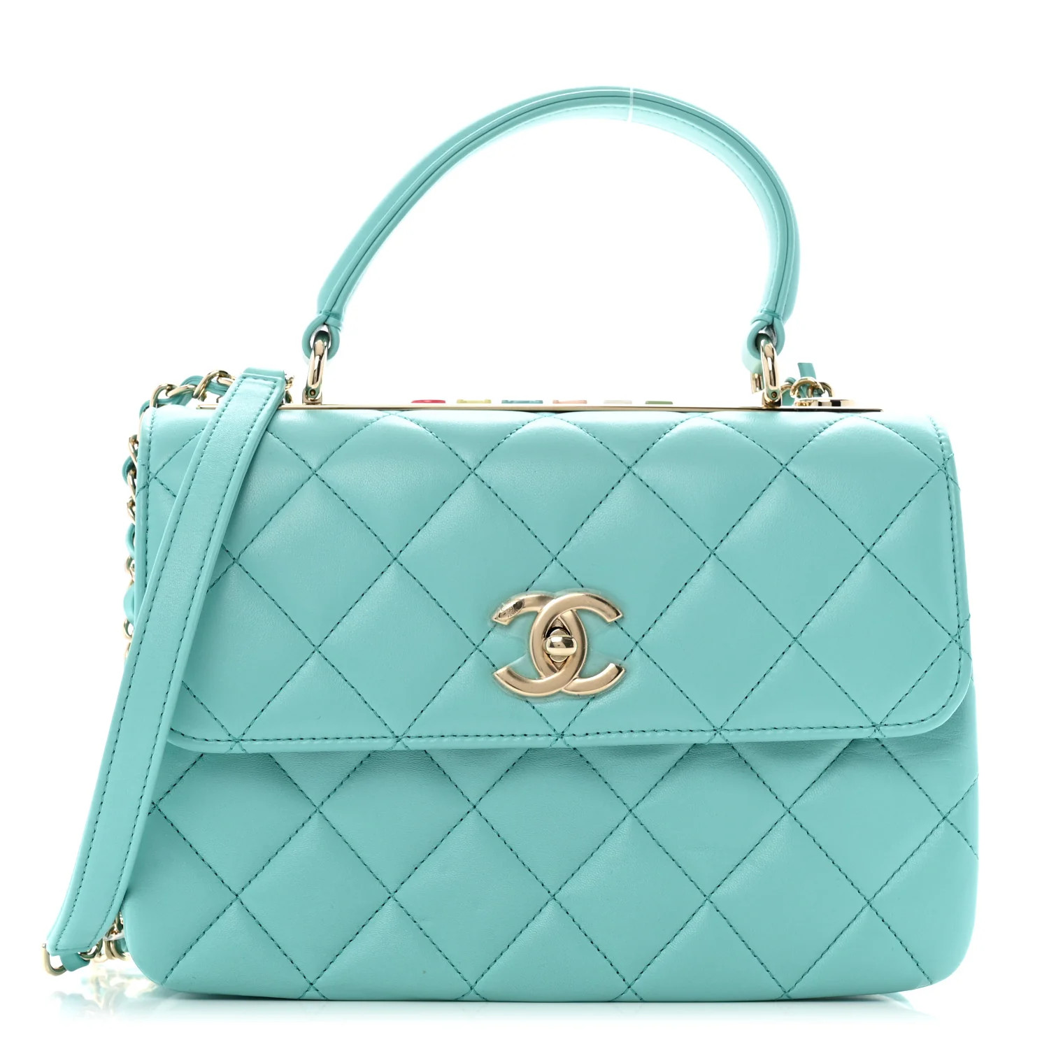 Chanel Lambskin Quilted Small Trendy CC Dual Handle Flap Bag Turquoise 1692306 | FASHIONPHILE (US)