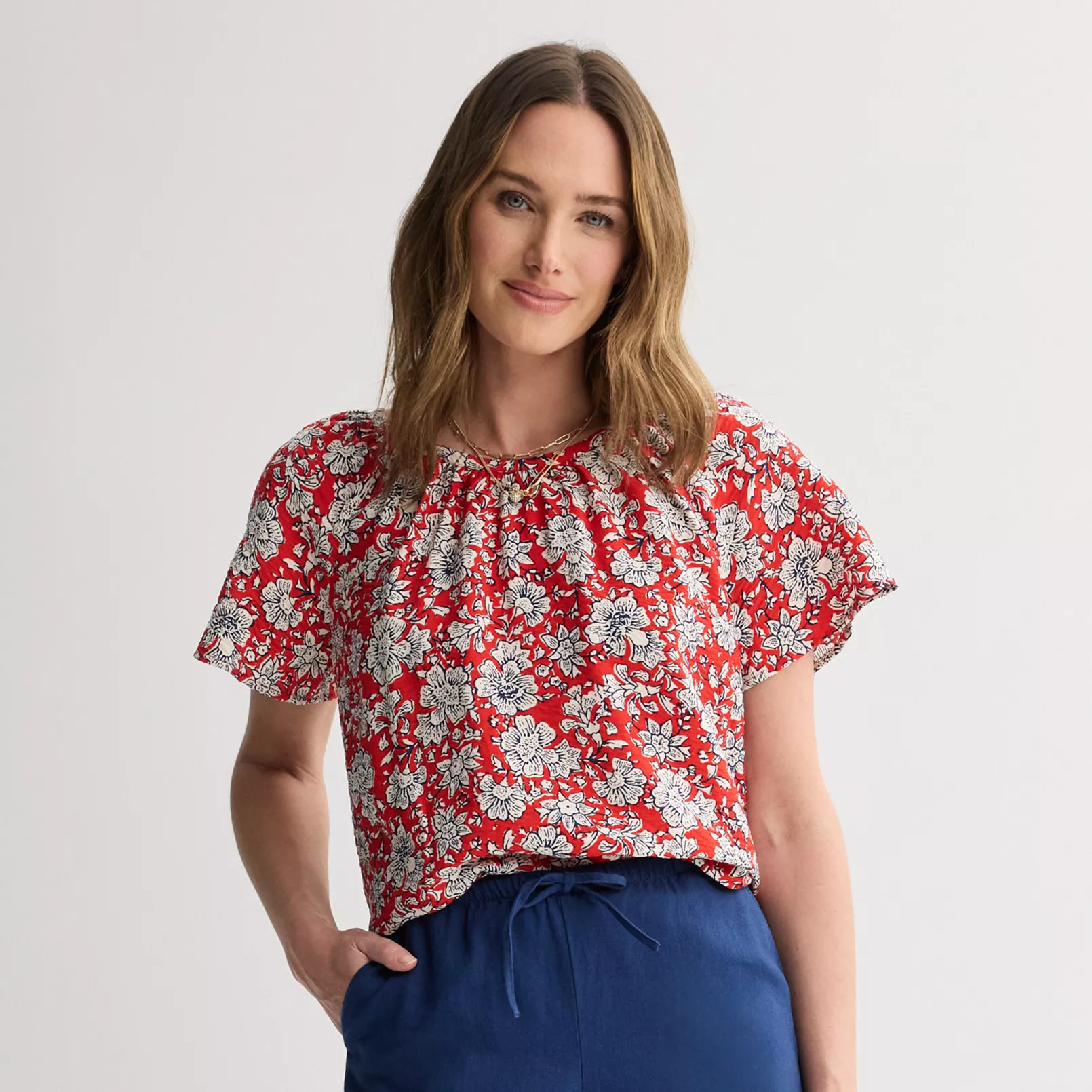 Women's Sonoma Goods For Life® Silk-Like Flutter Sleeve Top | Kohl's