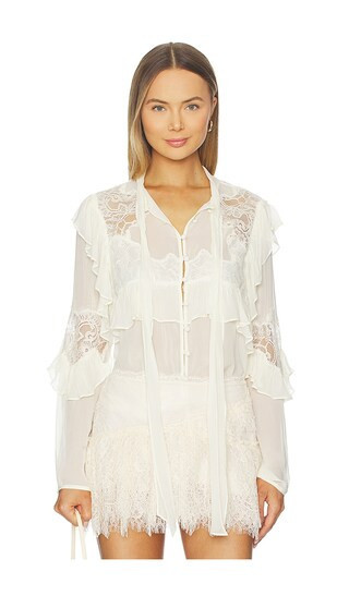 LoveShackFancy Farah Top in Ivory. - size S | Revolve Clothing (Global)