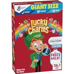 Lucky Charms Gluten Free Cereal with Marshmallows, Kids Breakfast Cereal, Made with Whole Grain, ... | Amazon (US)