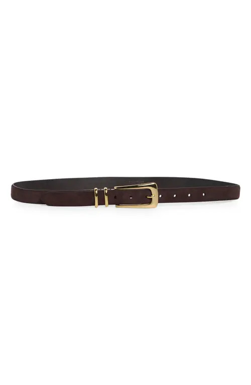 Madewell Elongated Buckle Suede Belt in Coffee Bean at Nordstrom, Size Large | Nordstrom