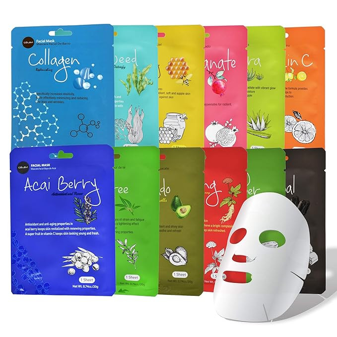 Celavi Essence Facial Sheet Face Mask Variety Set Classic Authentic Korean Moisturizing Skincare ... | Amazon (US)