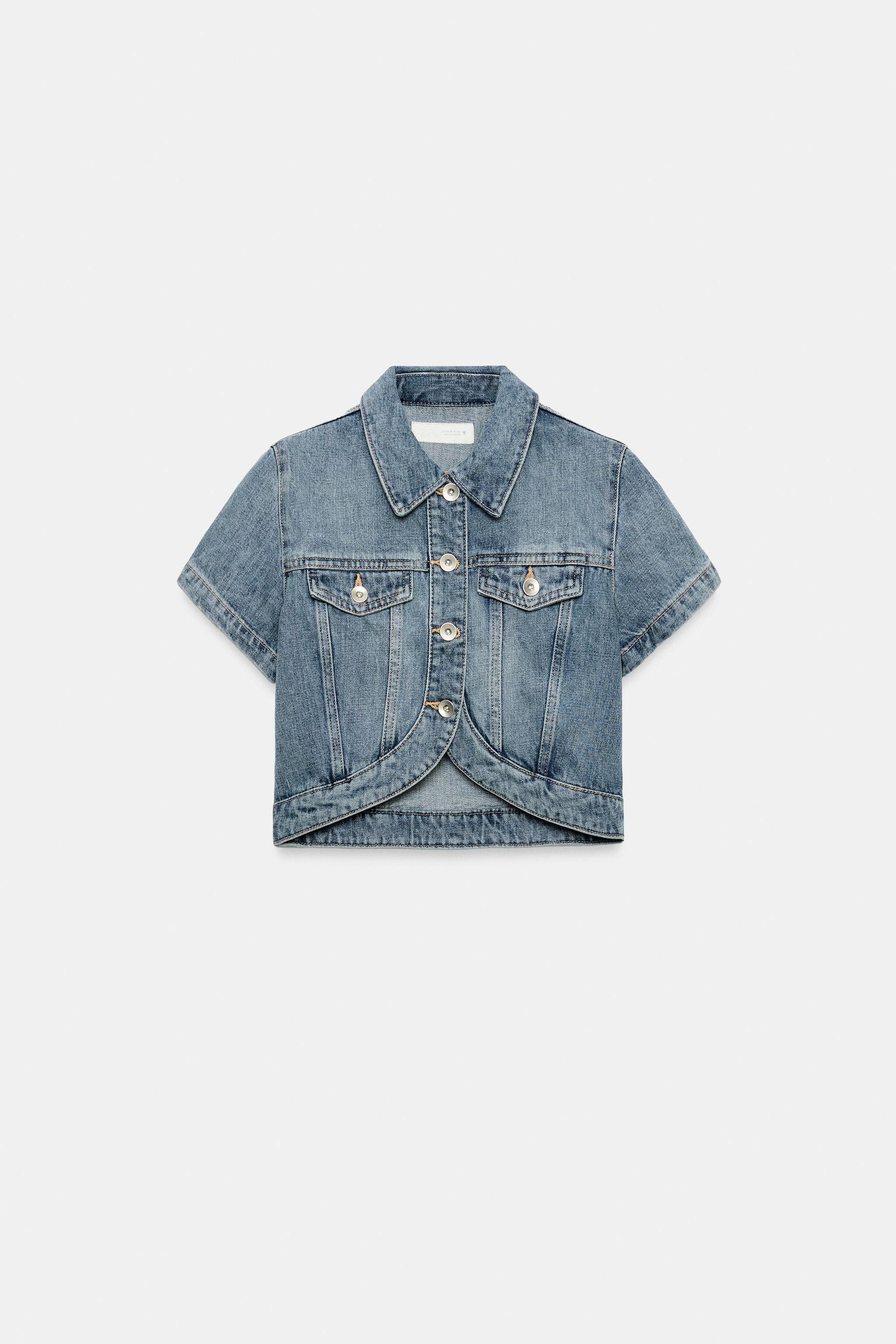 TRF ASYMMETRIC DENIM CROPPED SHIRT | Zara Canada