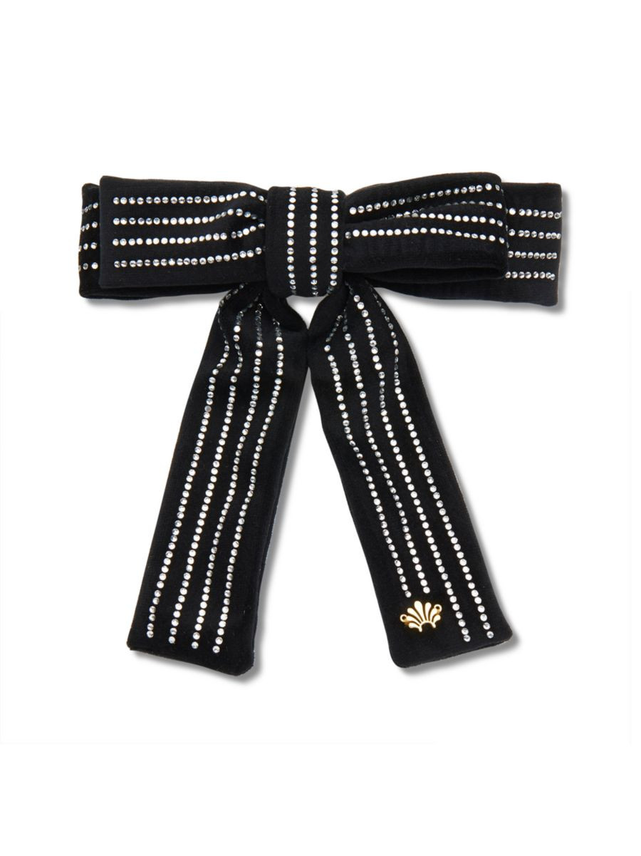 Antoinette Crystal-Pinstriped Bow Barrette | Saks Fifth Avenue
