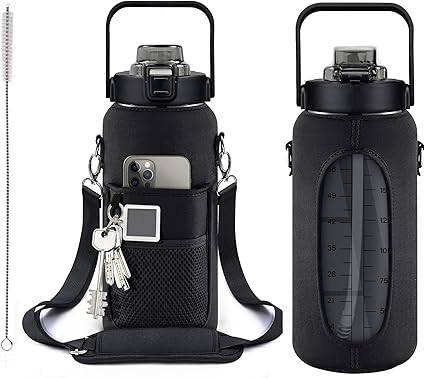 futaiphy Half Gallon Water Bottle With Sleeve 64oz (2L) Inspirational Water Bottle With Straw and... | Amazon (US)