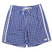 Boy's Swim Trunks (Sizes 6-14) - "Navy Gingham" | SwimZip