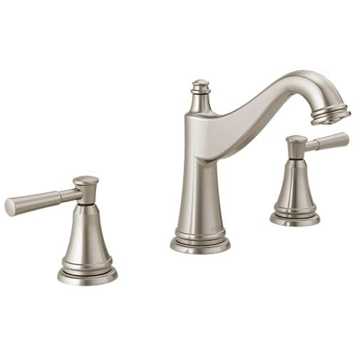 Delta Faucet Mylan Widespread Bathroom Faucet Brushed Nickel, Bathroom Faucet 3 Hole, Drain Assembly | Amazon (US)