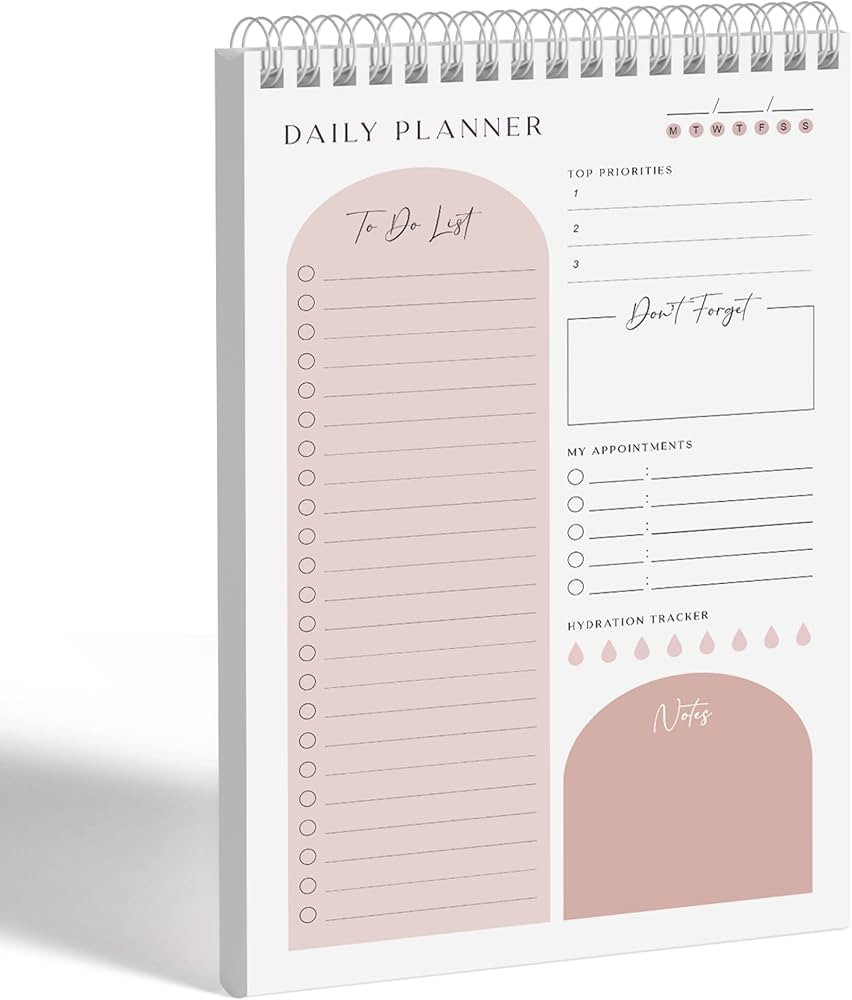 Daily Planner To Do List Notepad 60 Undated Pages,Coral,Twin-ring Spiral Bindling 6x9 Inch Deskto... | Amazon (US)