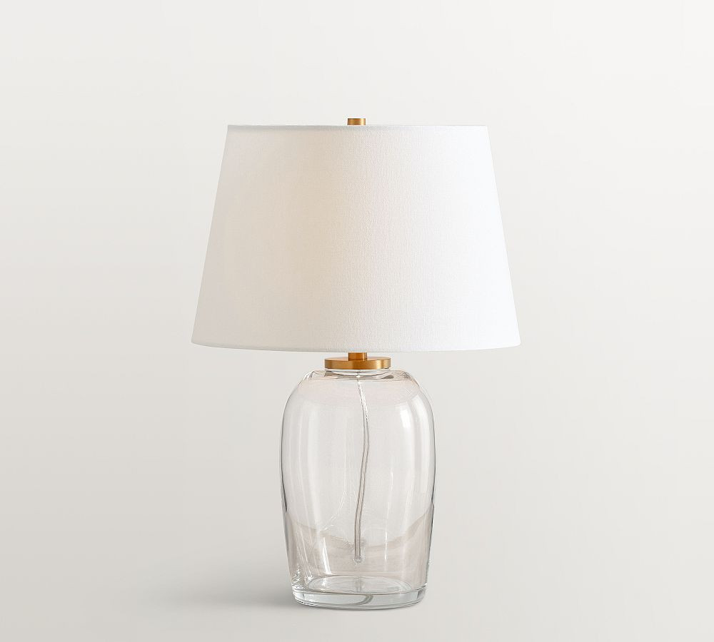 Carter Glass 18"" Table Lamp, Linen Shade, Small | Pottery Barn (US)