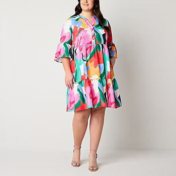 new!Be by CHETTA B 3/4 Sleeve Babydoll Dress Plus | JCPenney
