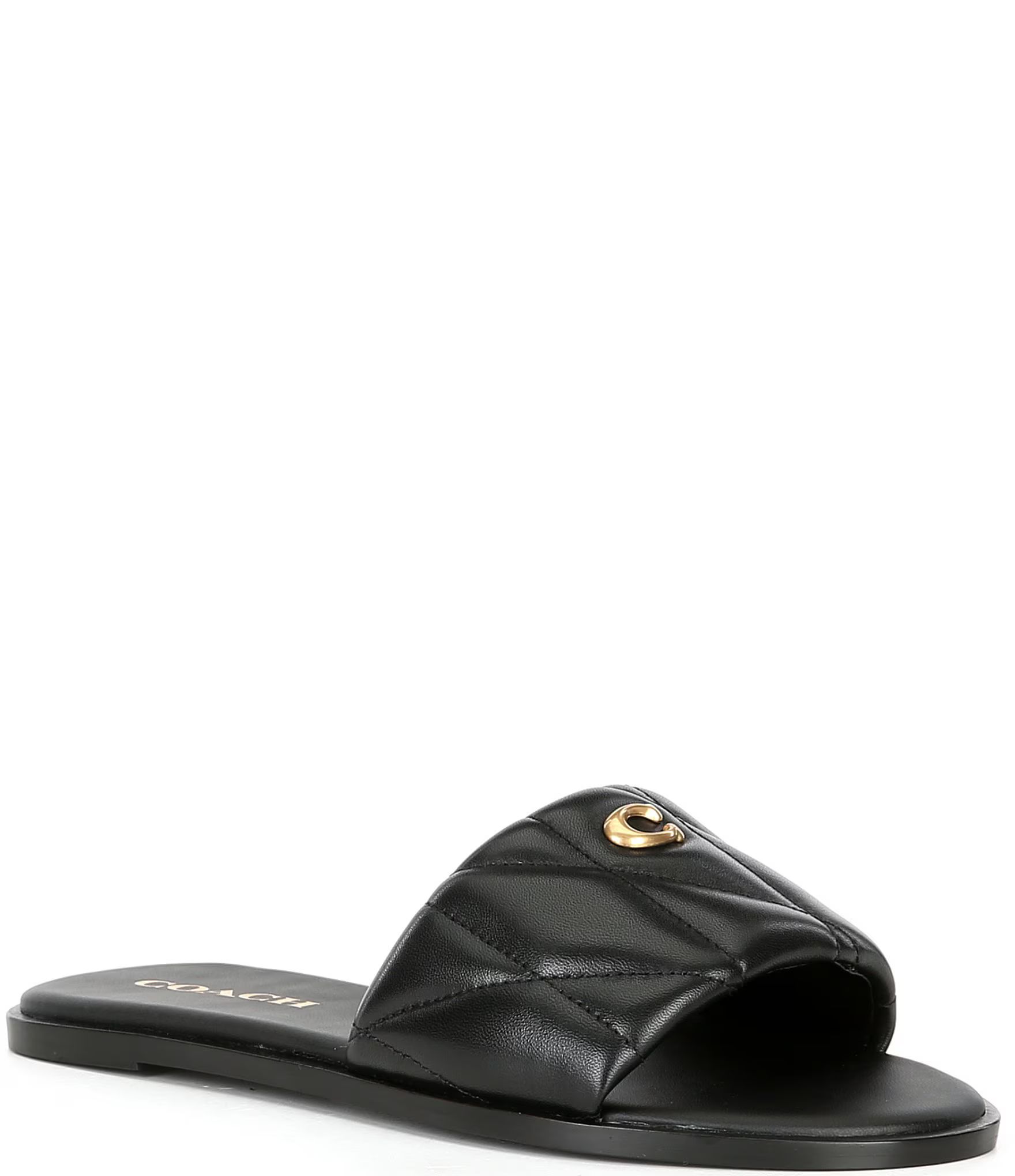 COACH Holly Leather Quilted Slide Sandals | Dillard's | Dillard's