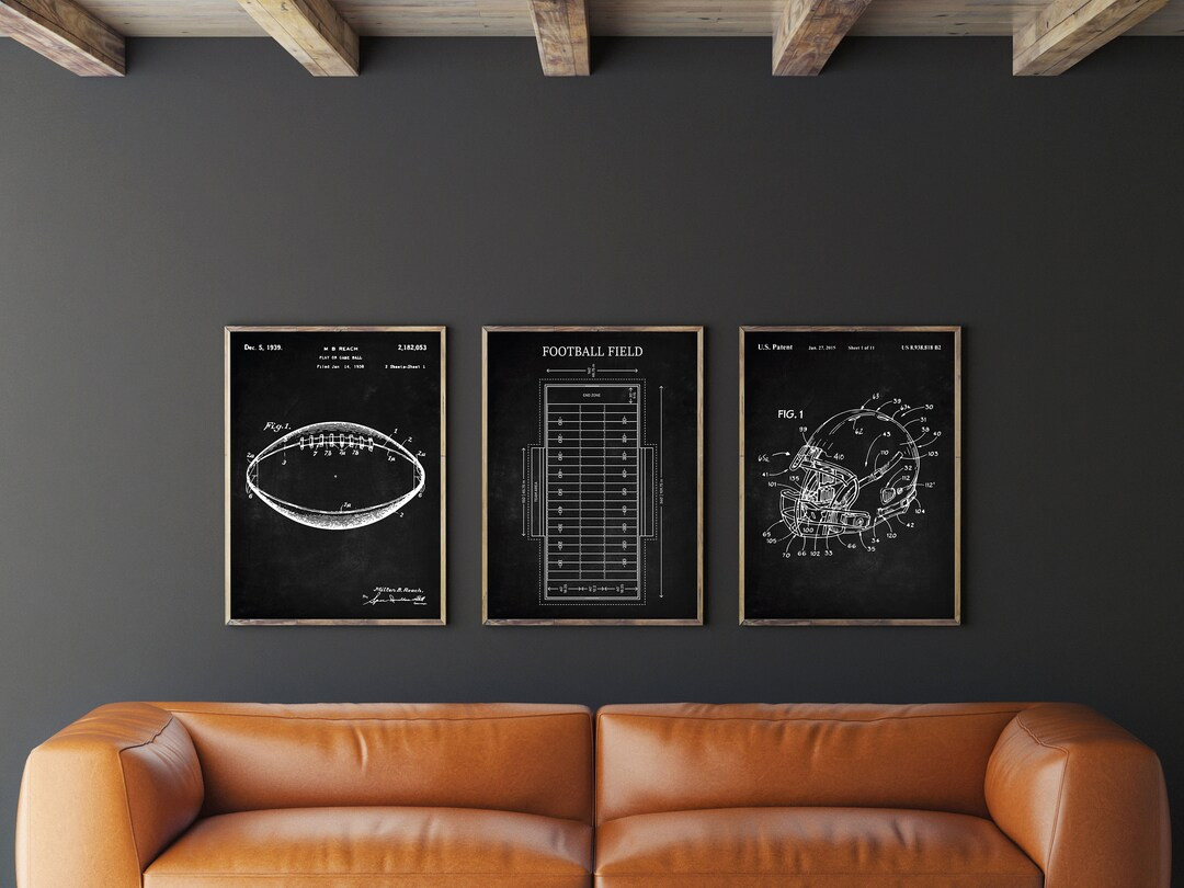Football Patent Print Set of 3, American Football Patent, Helmet Poster, Football Field Diagram B... | Etsy (US)