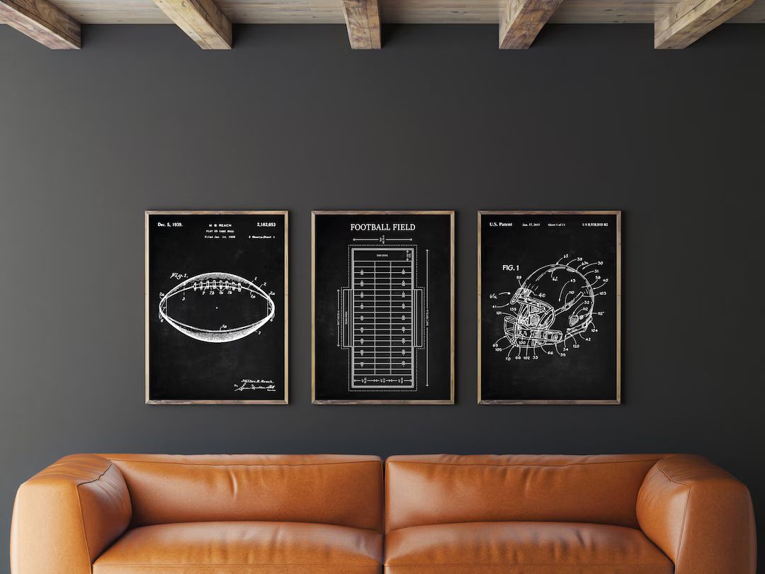 Football Patent Print Set of 3, American Football Patent, Helmet Poster, Football Field Diagram B... | Etsy (US)