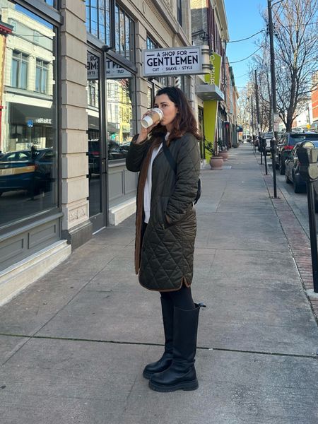 My go to comfy look while bopping around… comfy boots from And other stories, a long Barbour coat, and a headband to keep my hair back on a super windy day like this! 

#LTKstyletip #LTKtravel #LTKSeasonal