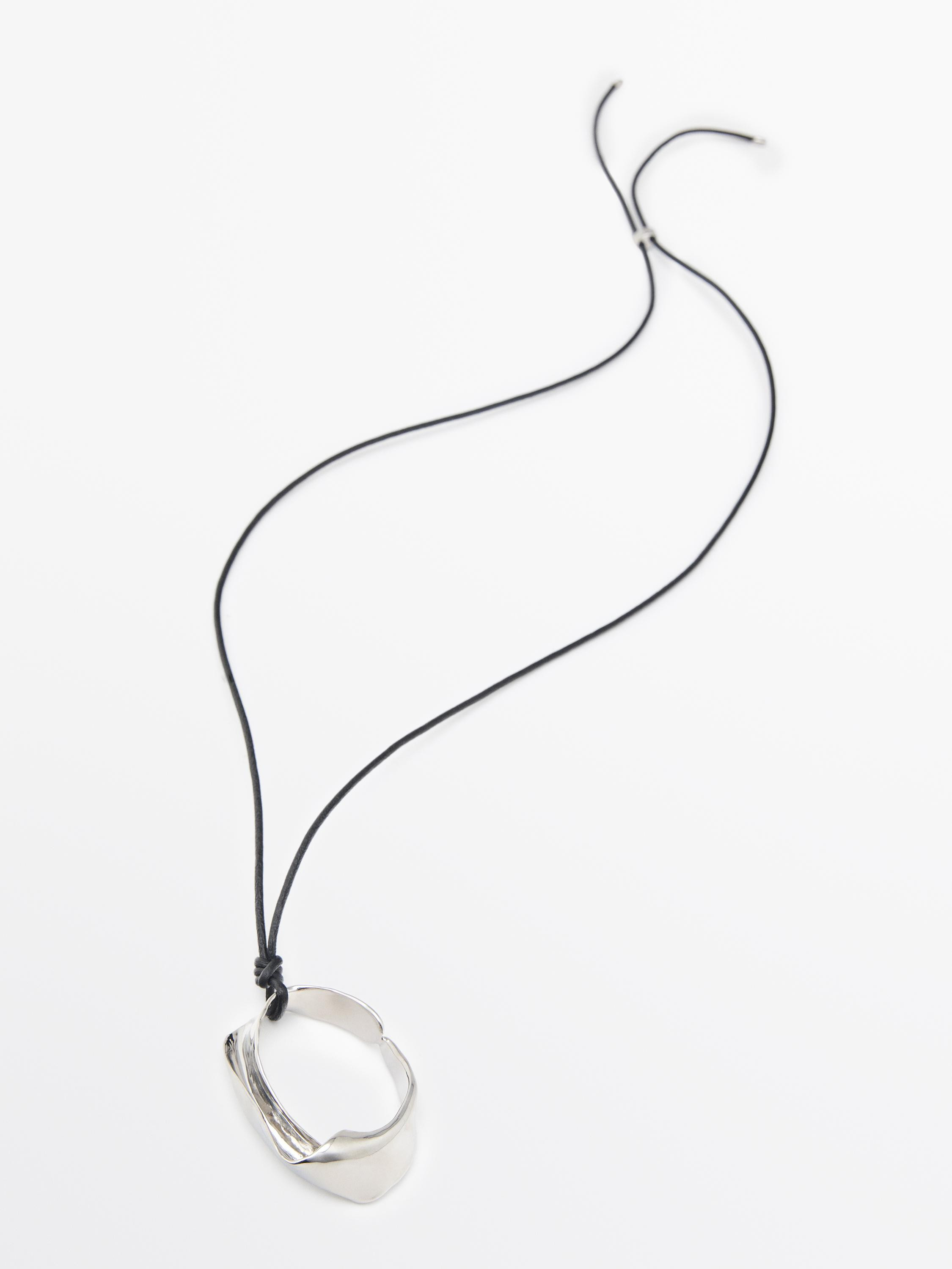 Leather cord necklace with irregular pendant | Massimo Dutti UK