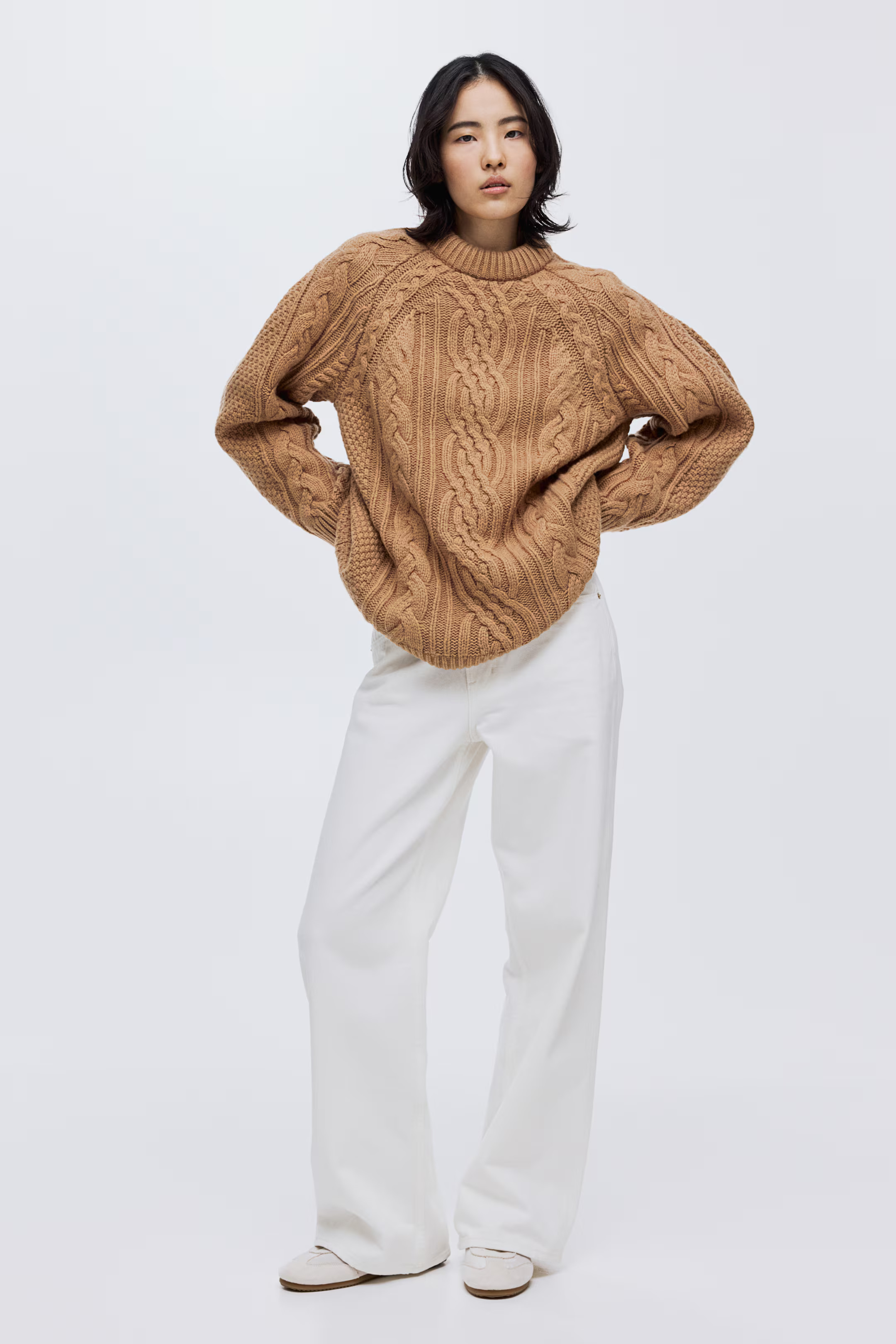 Cable-Knit Wool-Blend Sweater | H&M (US + CA)