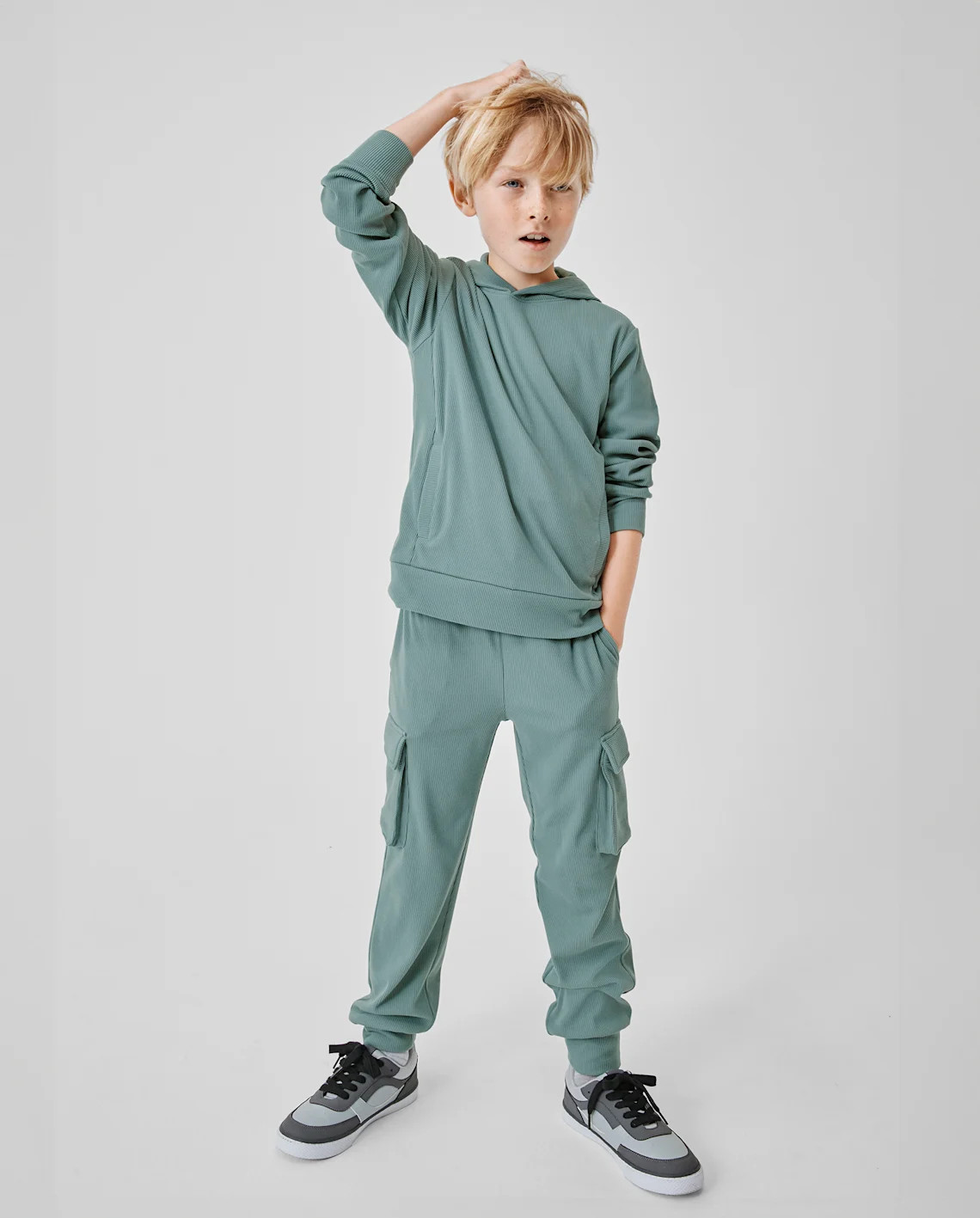 Kids Sueded Rib Cargo Jogger Pants - green | The Children's Place