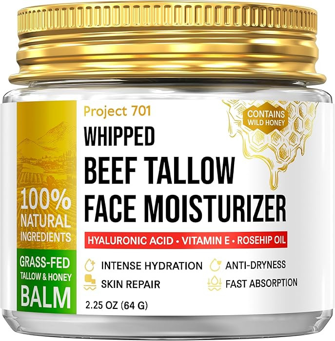 Beef Tallow for Skin and Face - Grass Fed Tallow and Honey Balm, All Natural Skin Care Moisturize... | Amazon (US)