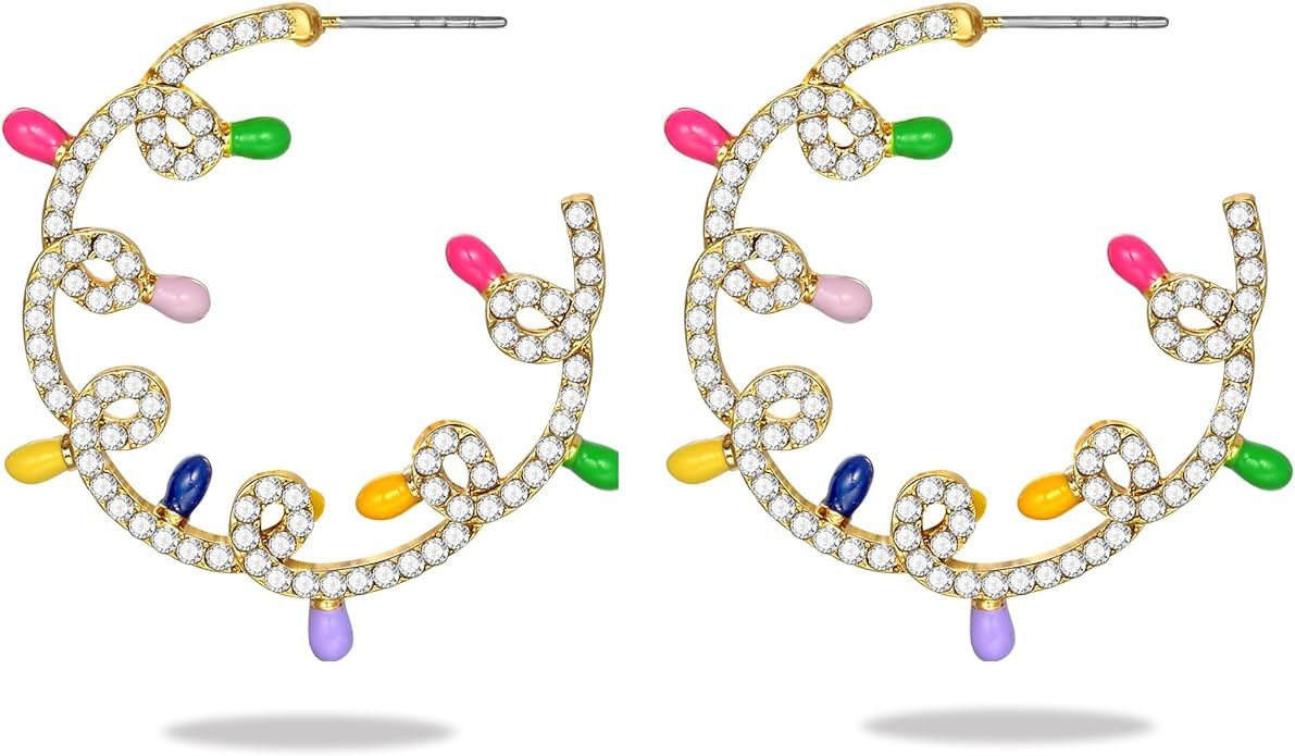 LILIE&WHITE Christmas Earrings For Women Christmas Tree Dangle Earrings With Colorful Rhinestone ... | Amazon (US)