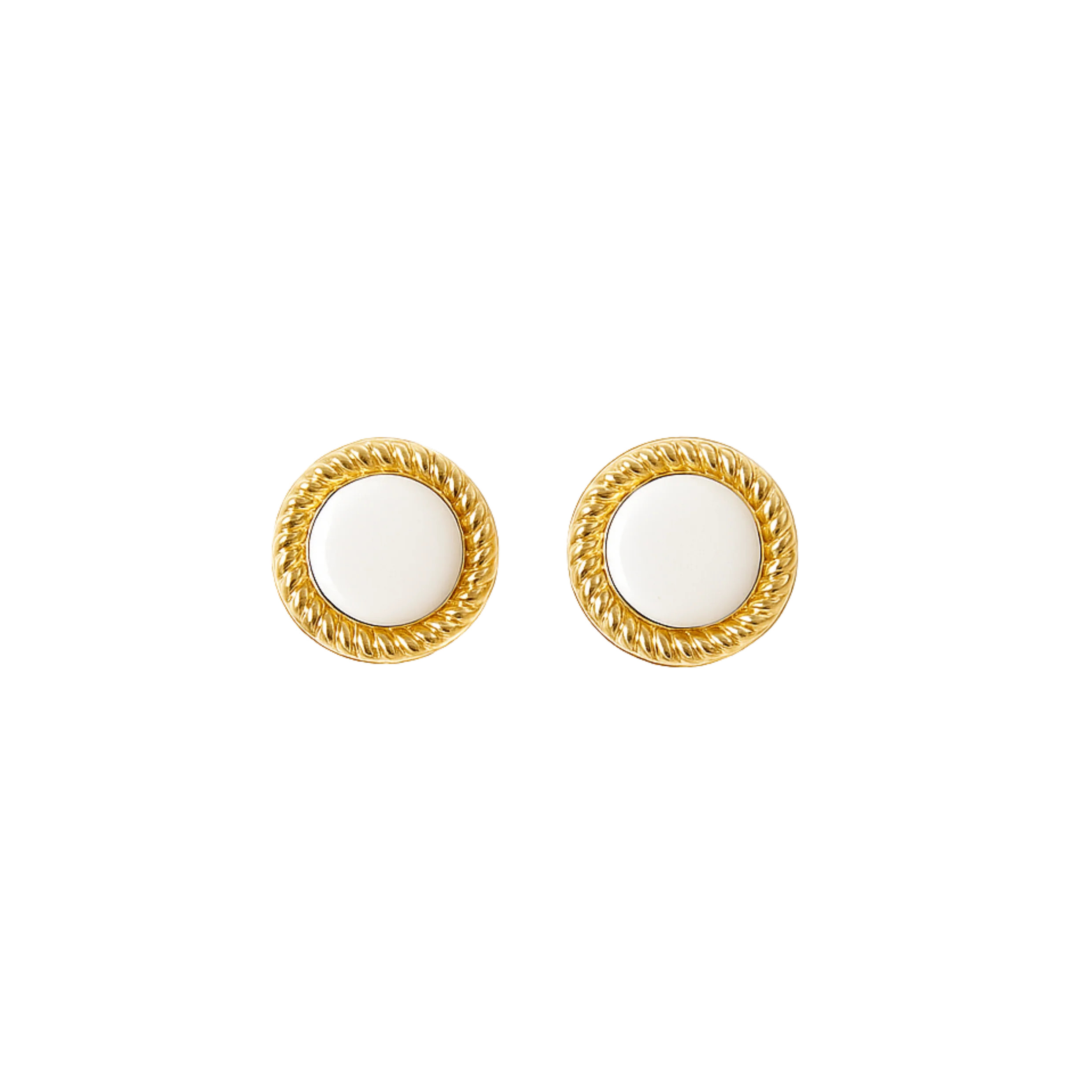 Gold and White Rope Stud Earrings | Logan Tay