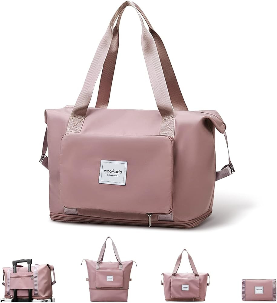 WOOMADA Foldable Travel Duffel Bag, Weekender Bags for Women, Tote Bag with Expandable Space, Car... | Amazon (US)