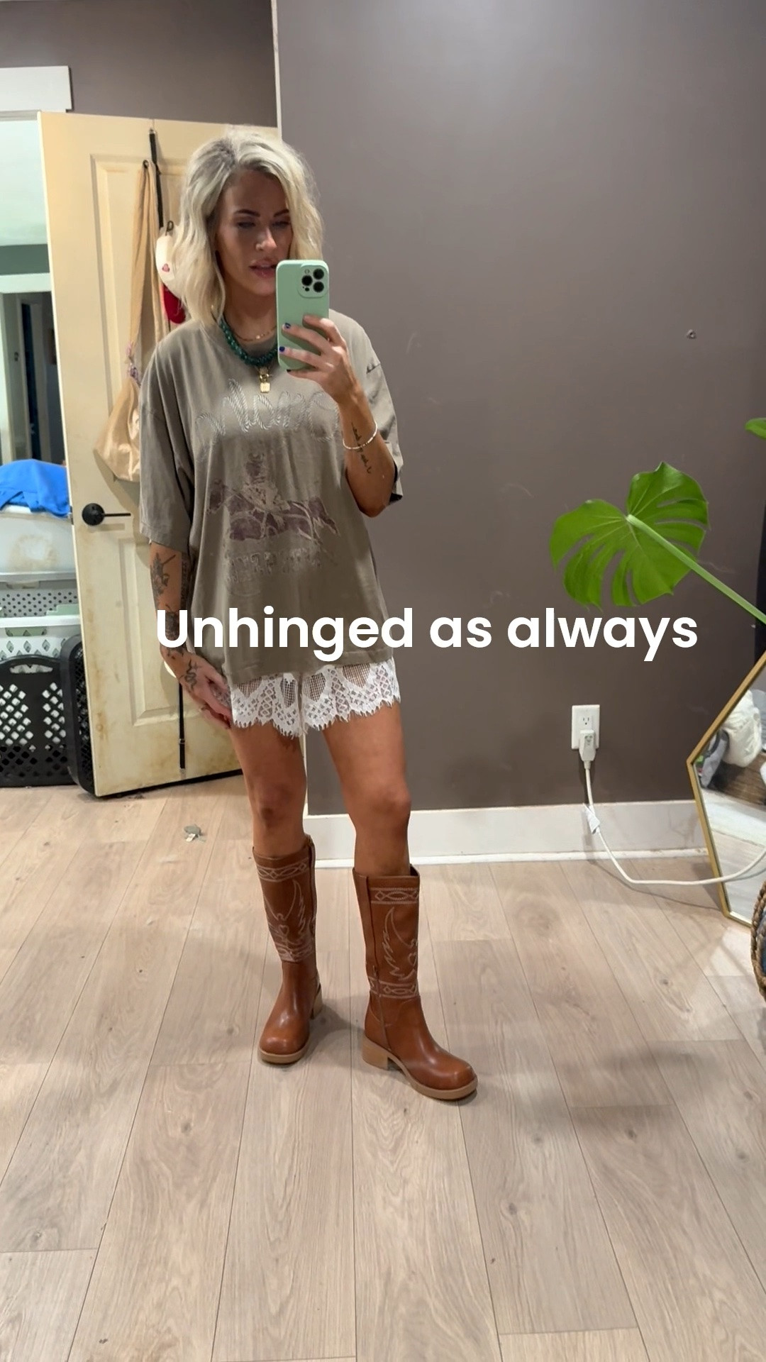 The men’s section at Walmart never lets me down.. size medium for size reference in the t shirt. Paired perfectly with these lacy boxer shorts from FP. The boots look like an expensive brand from Nordstrom that are over $200. I swear they’re almost identical. Don’t forget accessories!

#LTKdayinmylife #LTKmomlife #LTKootd