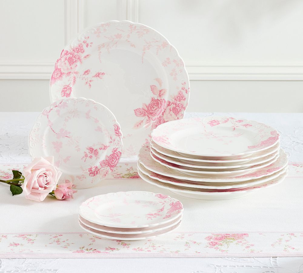 Love Shack Fancy Rose 12-Piece Dinnerware Set | Pottery Barn (US)