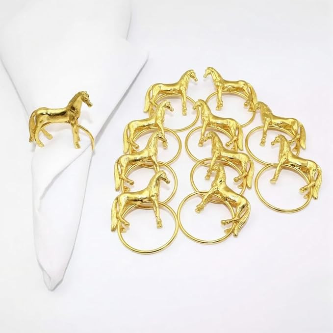 Horse Napkin Rings,Standing Horse Shape Napkin Ring,2026 10Pcs Gold Western Equestrian Napkin Buc... | Amazon (US)